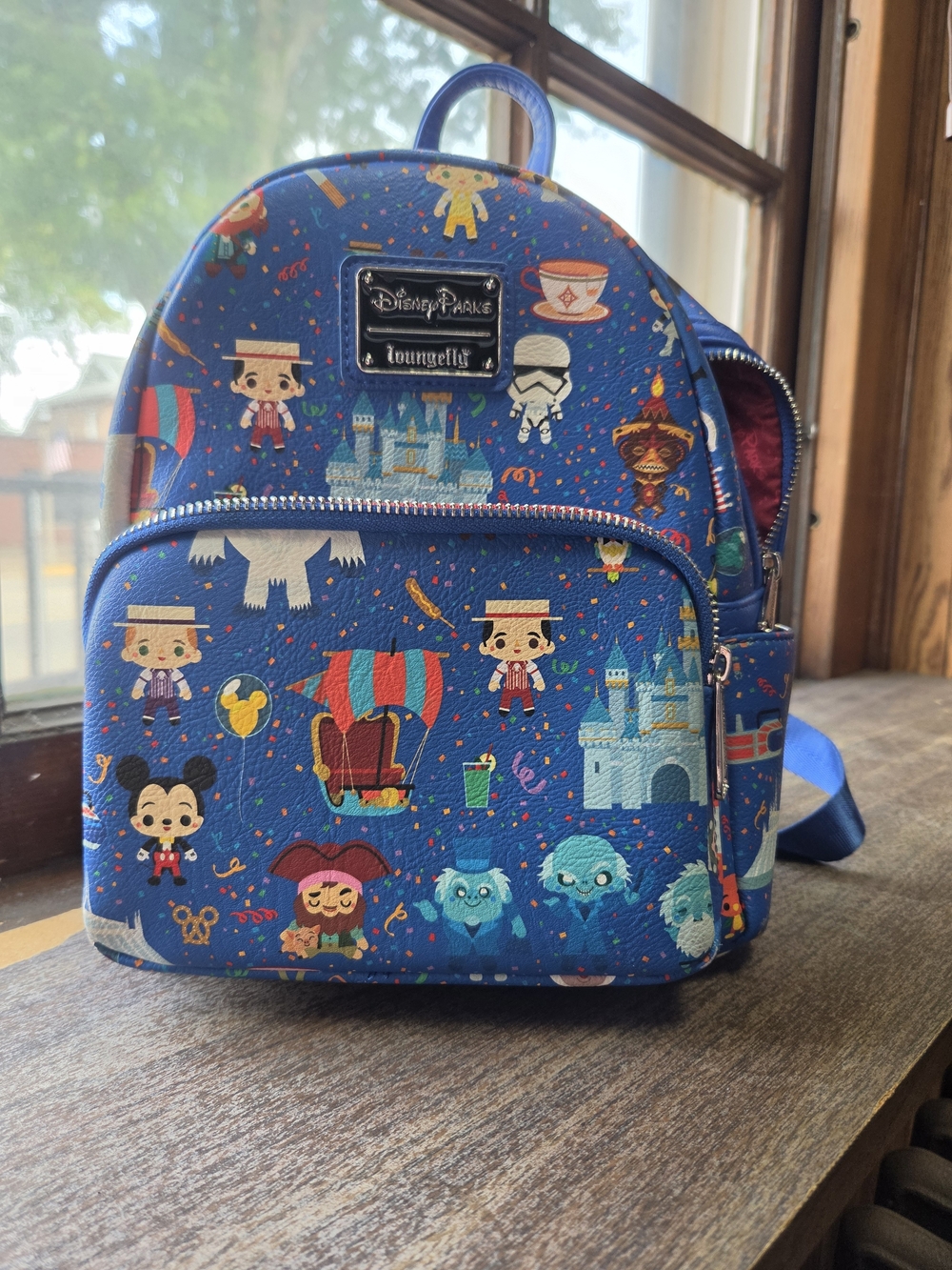 Disney Loungefly Blue Mini Backpack with Park Character Print